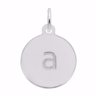 Picture of Petite Initial Disc - Lower Case Block A Charm Pendant - Sterling Silver