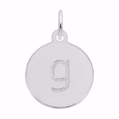 Picture of Petite Initial Disc - Lower Case Block G Charm Pendant - Sterling Silver