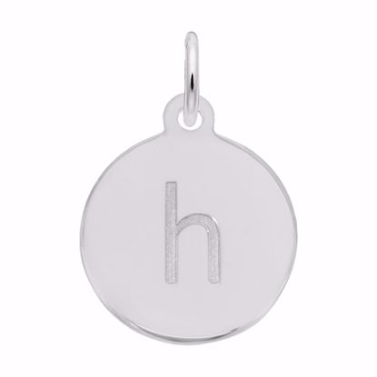 Picture of Petite Initial Disc - Lower Case Block H Charm Pendant - Sterling Silver