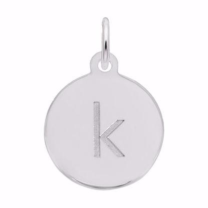 Picture of Petite Initial Disc - Lower Case Block K Charm Pendant - Sterling Silver