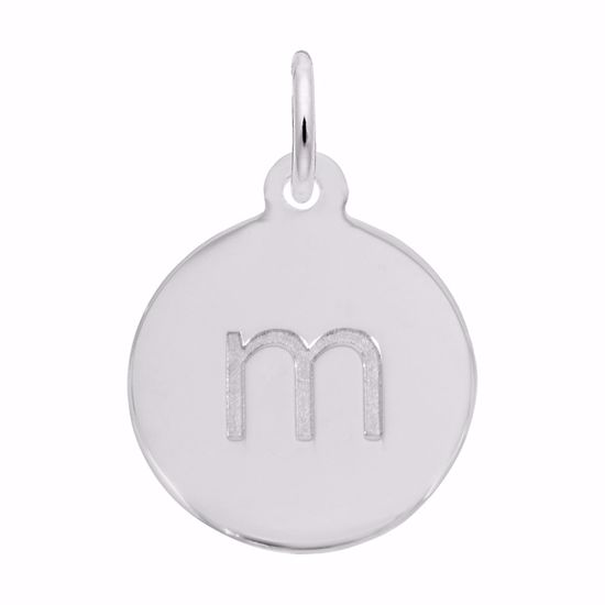 Picture of Petite Initial Disc - Lower Case Block M Charm Pendant - Sterling Silver