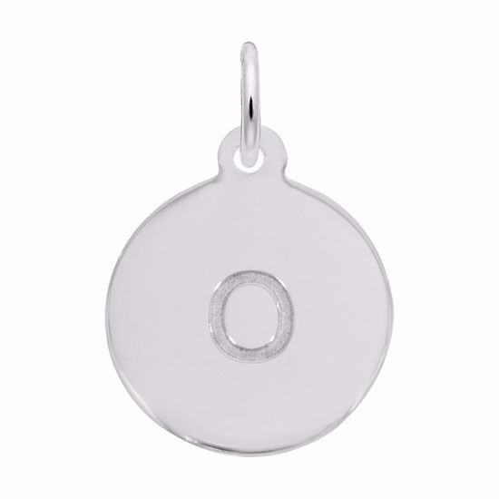 Picture of Petite Initial Disc - Lower Case Block O Charm Pendant - Sterling Silver