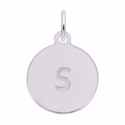 Picture of Petite Initial Disc - Lower Case Block S Charm Pendant - Sterling Silver