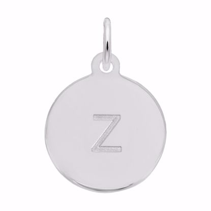 Picture of Petite Initial Disc - Lower Case Block Z Charm Pendant - Sterling Silver