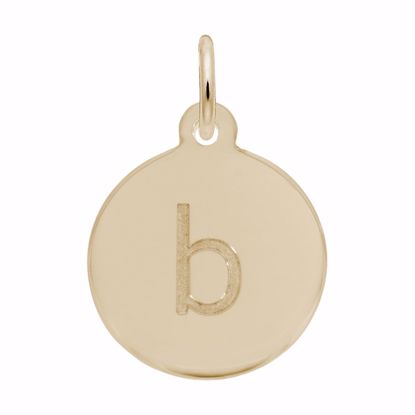 Picture of Petite Initial Disc - Lower Case Block B Charm Pendant - 14K Gold