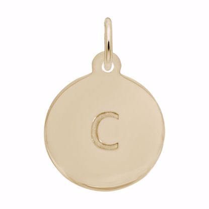 Picture of Petite Initial Disc - Lower Case Block C Charm Pendant - 14K Gold