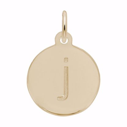 Picture of Petite Initial Disc - Lower Case Block J Charm Pendant - 14K Gold