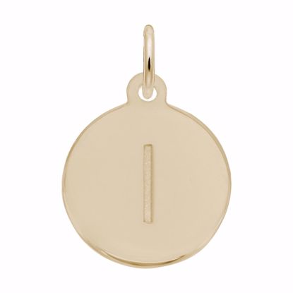 Picture of Petite Initial Disc - Lower Case Block L Charm Pendant - 14K Gold