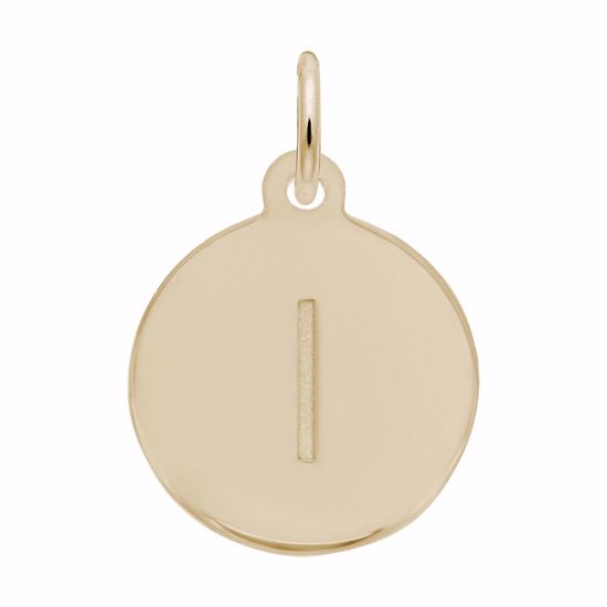 Picture of Petite Initial Disc - Lower Case Block L Charm Pendant - 14K Gold