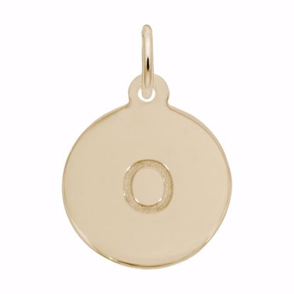 Picture of Petite Initial Disc - Lower Case Block O Charm Pendant - 14K Gold