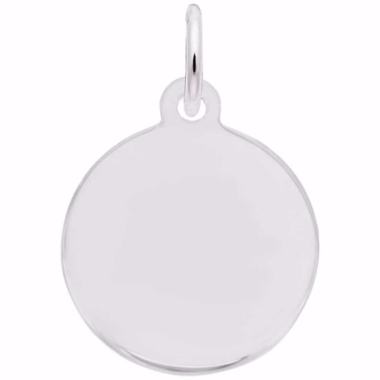 Picture of Petite Initial Disc - Plain Charm Pendant - Sterling Silver