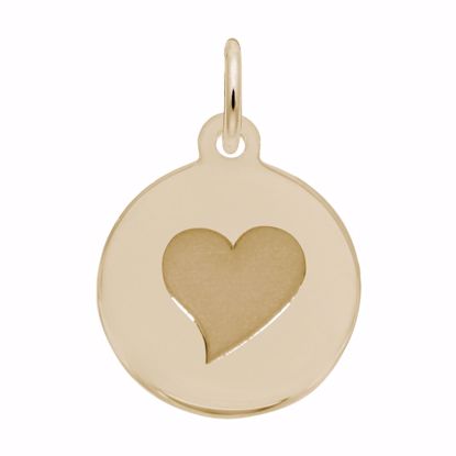 Picture of Petite Initial Disc - Heart Charm Pendant - 14K Gold