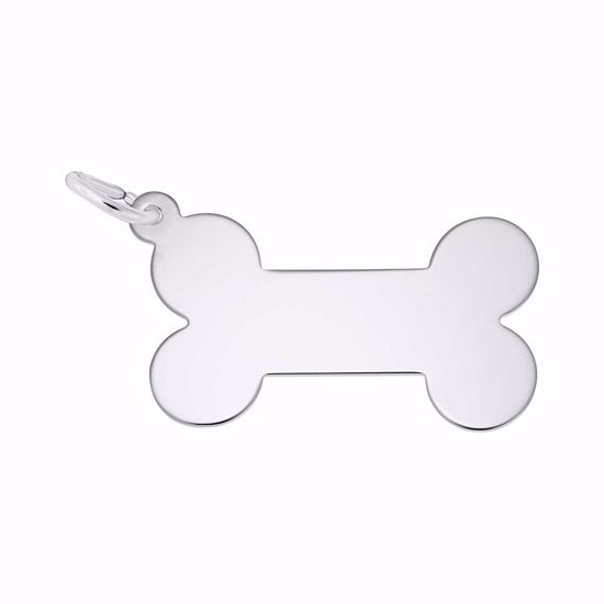 Picture of Dog Bone Charm Pendant - Sterling Silver