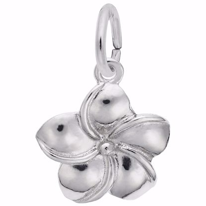 Picture of Plumeria Flower Charm Pendant - Sterling Silver