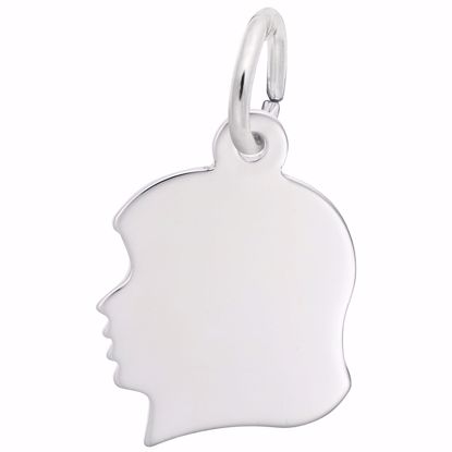 Picture of Girls Head Charm Pendant - Sterling Silver