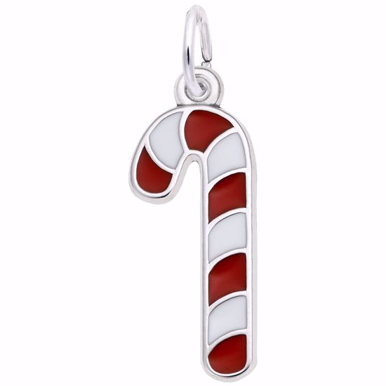 Picture of Candy Cane W/Color Charm Pendant - Sterling Silver