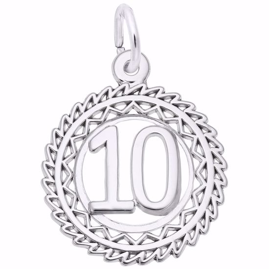 Picture of Number 10 Charm Pendant - Sterling Silver