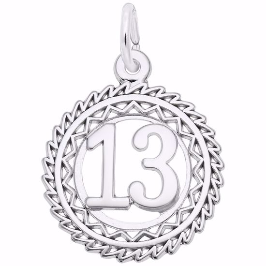 Picture of Number 13 Charm Pendant - Sterling Silver