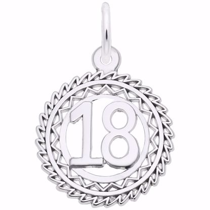 Picture of Number 18 Charm Pendant - Sterling Silver