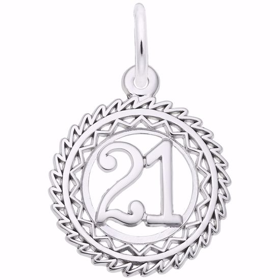 Picture of Number 21 Charm Pendant - Sterling Silver