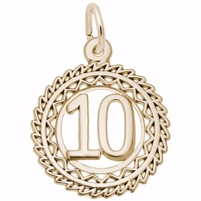 Picture of Number 10 Charm Pendant - 14K Gold