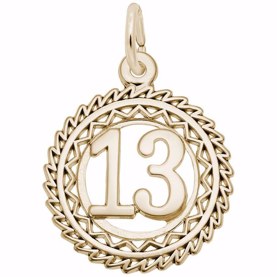 Picture of Number 13 Charm Pendant - 14K Gold