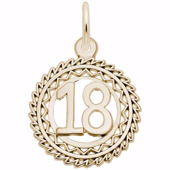 Picture of Number 18 Charm Pendant - 14K Gold