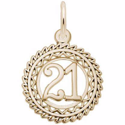 Picture of Number 21 Charm Pendant - 14K Gold