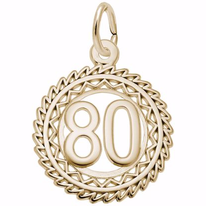 Picture of Number 80 Charm Pendant - 14K Gold