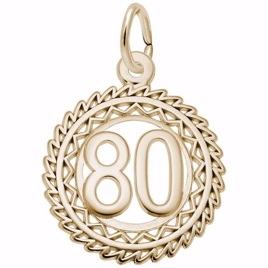 Picture of Number 80 Charm Pendant - 14K Gold