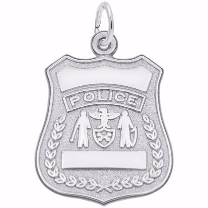 Picture of Police Badge Charm Pendant - Sterling Silver