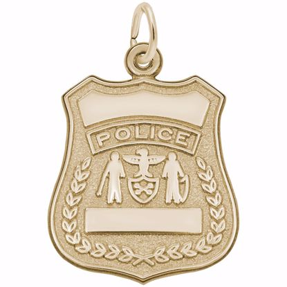 Picture of Police Badge Charm Pendant - 14K Gold