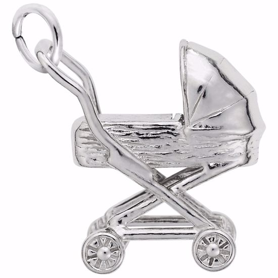 Picture of Baby Carriage Charm Pendant - Sterling Silver