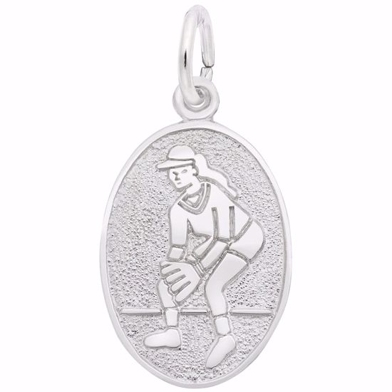 Picture of Female Softball Charm Pendant - Sterling Silver