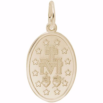 Picture of Miraculous Medal Charm Pendant - 14K Gold