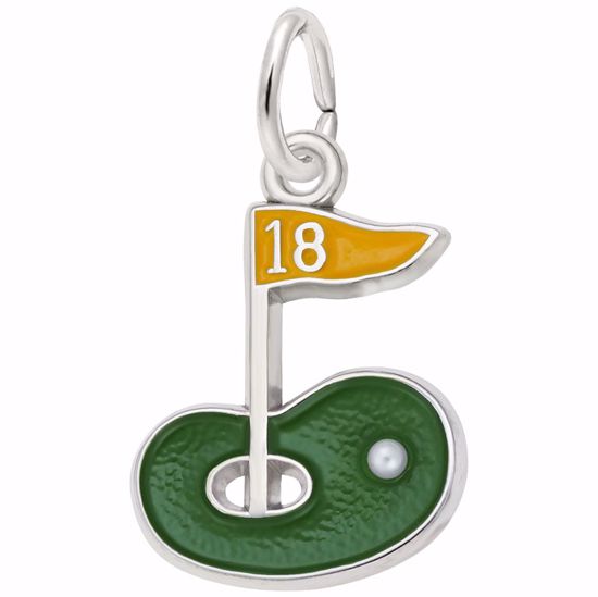 Picture of Golf Green Charm Pendant - Sterling Silver