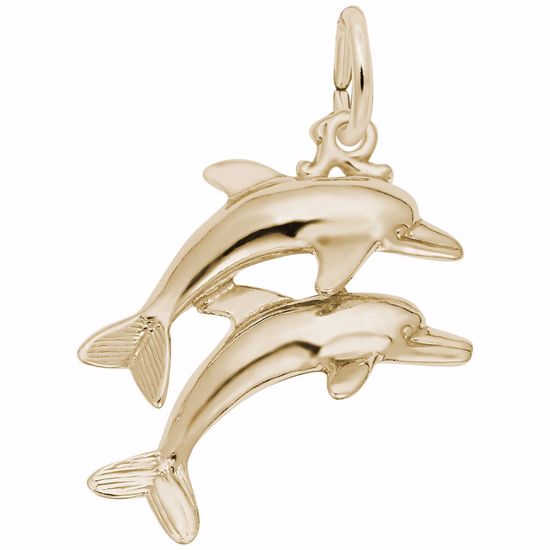 Picture of Two Dolphins Charm Pendant - 14K Gold