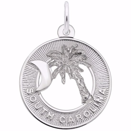 Picture of Palmetto Crescent Moon Charm Pendant - Sterling Silver