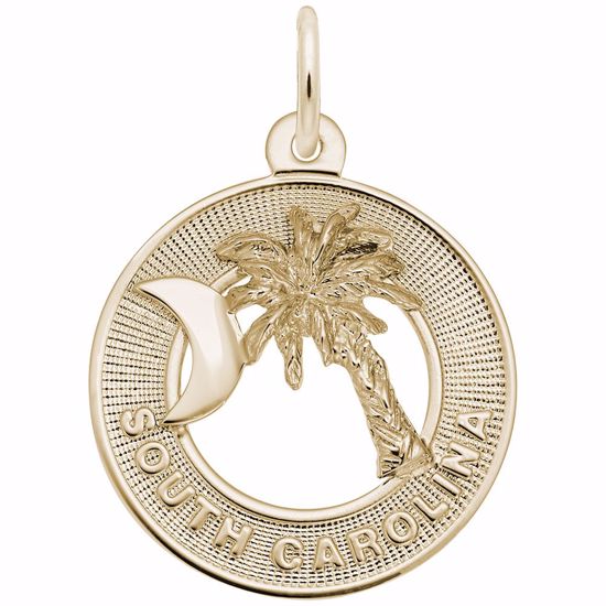 Picture of Palmetto Crescent Moon Charm Pendant - 14K Gold