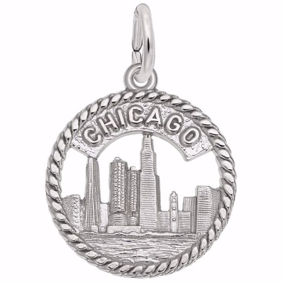 Picture of Chicago Skyline Charm Pendant - Sterling Silver