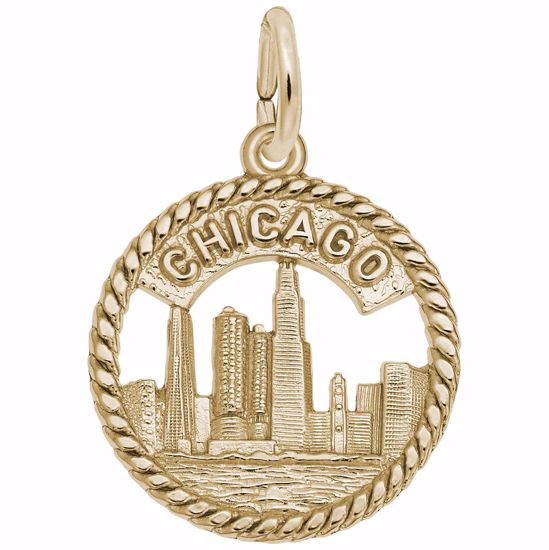 Picture of Chicago Skyline Charm Pendant - 14K Gold