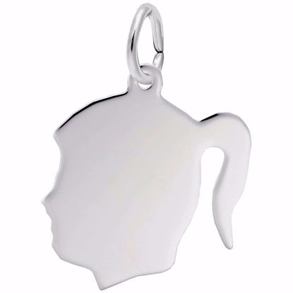 Picture of Girls Head Charm Pendant - Sterling Silver