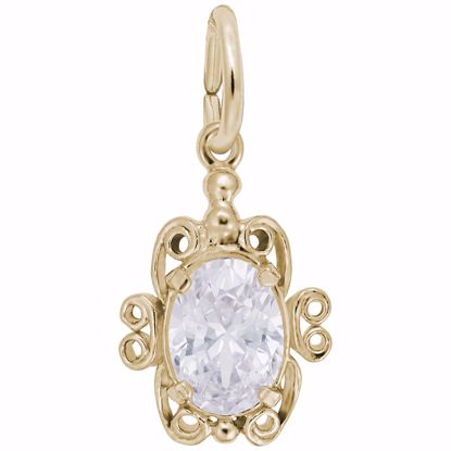 Picture of 04 Birthstone April Charm Pendant - 14K Gold