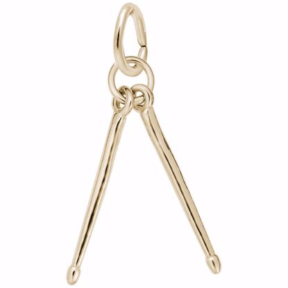 Picture of Drum Sticks Charm Pendant - 14K Gold