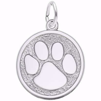 Picture of Paw Print Charm Pendant - Sterling Silver