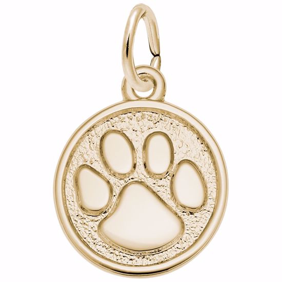 Picture of Paw Print Charm Pendant - 14K Gold