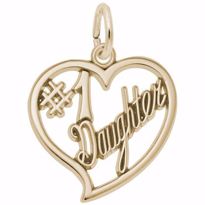 Picture of #1 Daughter Charm Pendant - 14K Gold