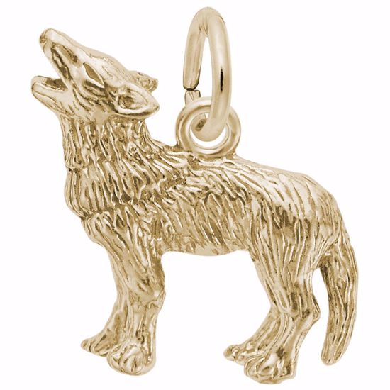 Picture of Wolf Charm Pendant - 14K Gold