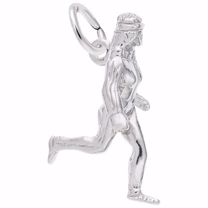 Picture of Female Jogger Charm Pendant - Sterling Silver