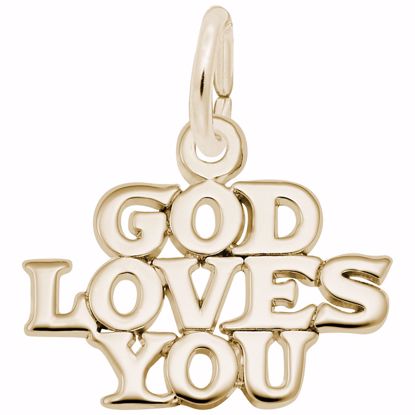 Picture of God Loves You Charm Pendant - 14K Gold